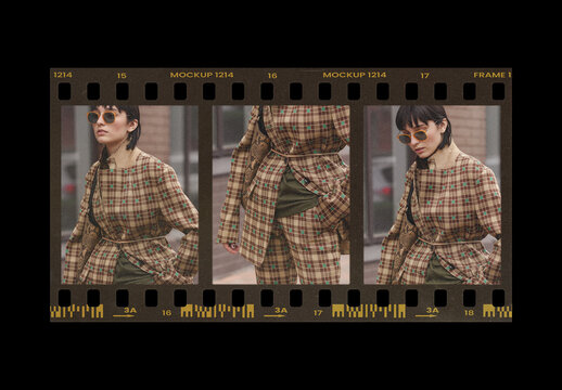Analog Film Frame Photo Effect Mockup Template Retro Texture Vintage