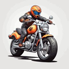 Motorcycle Cartoon Logo Design Very Cool