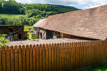 Old Farm house in the carpathian of romania - obrazy, fototapety, plakaty