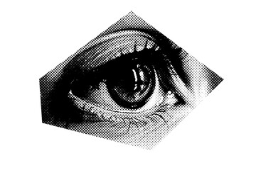 Abstract halftone eye collage element. Trendy grunge design element - 757325915