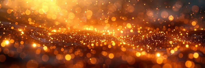 Naklejka premium Flight Gold Bokeh Particles Magical Shimme, Background HD, Illustrations