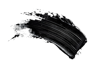 Mascara brush stroke texture black paint swatch makeup smudge ink isolated on transparent background