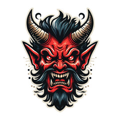 vector angry devil head tattoo design