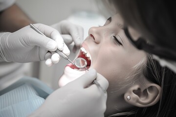 young woman undergoing a thorough dental examination by a skilled dental professional