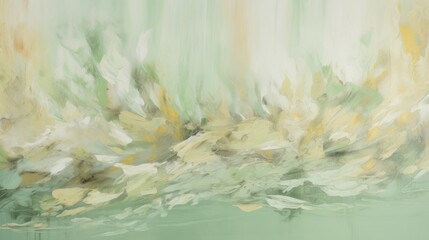 Fototapeta na wymiar Muted mint green and pale yellow brushstrokes with a subtle texture