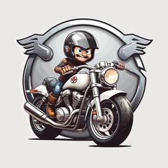Motorcycle Cartoon Logo Design Very Cool