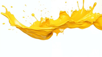 Sunshine Burst: Yellow Paint Splash Isolated on Pristine White