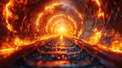 Fototapeta premium Interesting Abstract Lights Tunnel Orange, Background HD, Illustrations