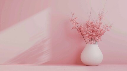 Chic pink backdrop with clean lines. Minimalist pink color palette.