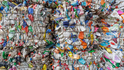 Сompressed waste in the workshop of an incineration plant.