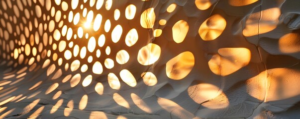 Sunset Through the Patterned Wall - obrazy, fototapety, plakaty