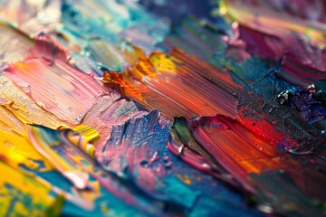 Vibrant Oil Paint Texture with Rainbows of Color - 757334331
