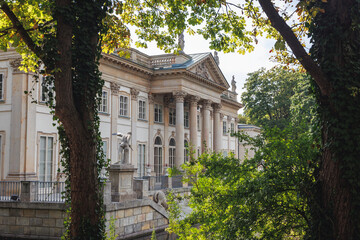 Palace on the Water, man building of Royal Baths Park in Warsaw city, Poland