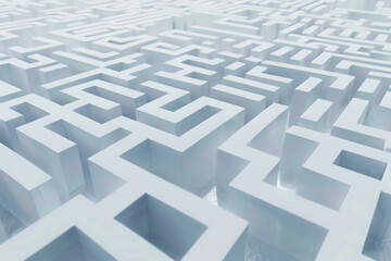 Illustration of a large blue and white maze 