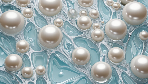 dripping liquid pearls frozen in an abstract futuristic 3d texture isolated on a transparent background