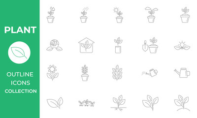 Plant black color line icons set. Agriculture vector illustration. Outline signs for gardening.	

