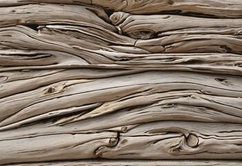 Set various textured pieces of driftwood on white background - obrazy, fototapety, plakaty