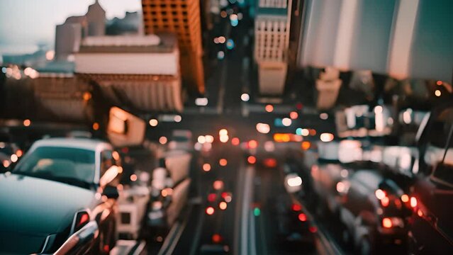 Crowded City Street With Heavy Traffic Generative AI