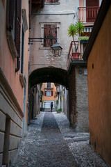 Malcesine village view with narrow roads during out of season time