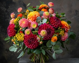 Bouquet of round cheerful flowers