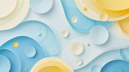 Abstract background in fresh tones of blue and yellow using round shapes - obrazy, fototapety, plakaty