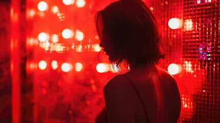"Red Room Radiance: A Cinematic Portrait"