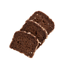 three slices of rye bread isolated