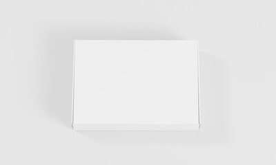 White blank cardboard packaging boxes mockup. top view horizontal pasteboard box isolated on white background with original shadow, template ready for your design. 3d render