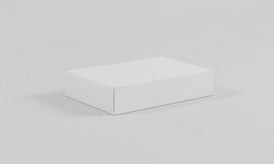 3d render Top view horizontal pasteboard box isolated on white background with original shadow, White blank cardboard packaging boxes mockup. template ready for your design.