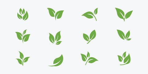 Green leaf ecology icon vector - obrazy, fototapety, plakaty
