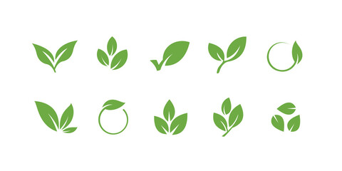  Leafs green eco vector logo design