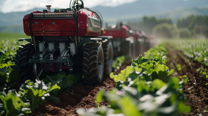Robotics meet agriculture, a close-up on automated harvesters in action, redefining efficiency and productivity on the farm