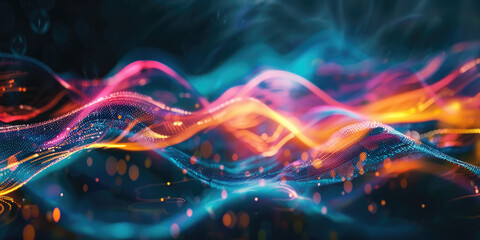 Abstract light effect background with strings of light merging together