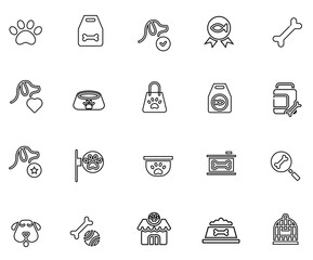 Set of pet shop icons.illustration. vector