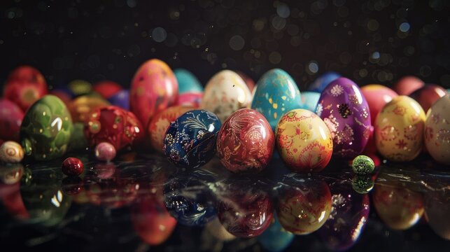 Easter Eggs on Black Background