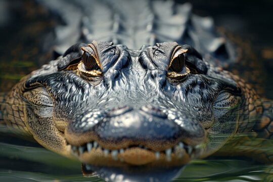 Alligator head. Tropical reptile wild. Generate Ai