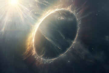 Fototapeta premium Majestic Cosmic Event Captured in Stellar Explosion Banner