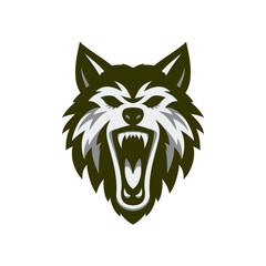 Roaring Wolf Head Vector Design