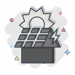 Icon Rooftop PV. related to Solar Panel symbol. comic style. simple design illustration.