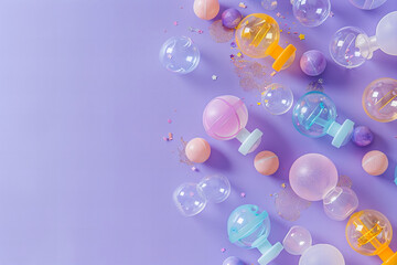 Colorful Gumball Machine Capsules and Glitter Festive Banner