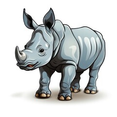 Fototapeta premium cartoon minimalism featuring an endearing baby rhinoceros