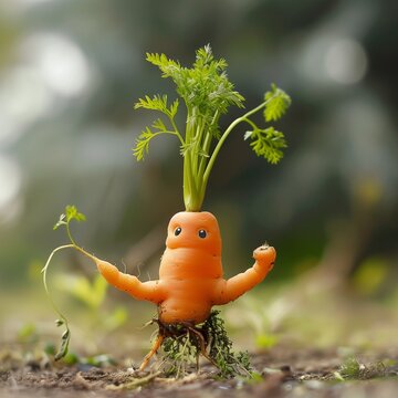funny humanoid carrot smiling