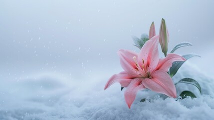 Lilies against the stark white of a blizzard their vibrant colors a defiance against the winters...