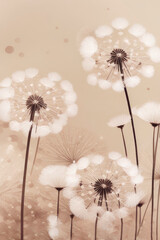 Art background with dandelions flowers.