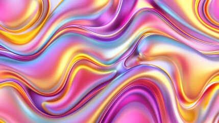 Fototapeta premium Soft flowing lines in pink, purple, and yellow create a soothing and cheerful abstract with a gentle wave appearance