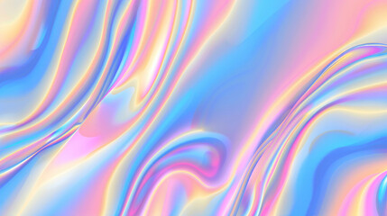 Striking abstract featuring neon-colored waves with a shimmering holographic effect and a sense of movement