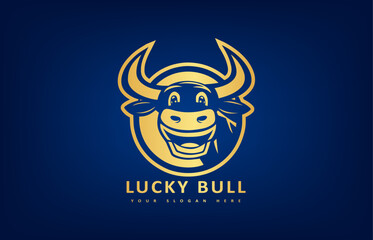 Lucky Bull head logo vector. Animal design.