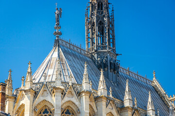 Apse of the Sainte-Chapelle church on sunny day in Paris, France