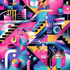 A vibrant and dynamic illustration capturing the essence of innovation in the digital age