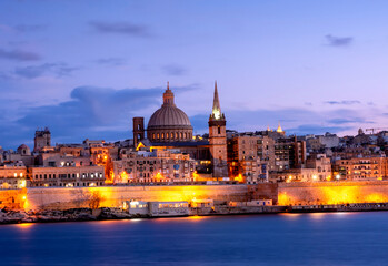 Valletta Skyline in the Evening, Malta.